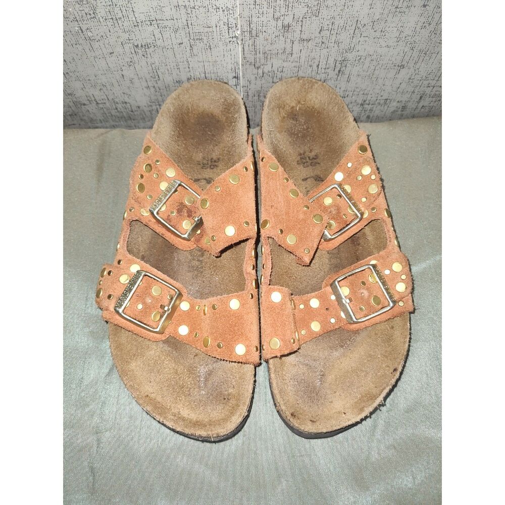Birkenstock Arizona Rivets Suede Leather Slide Sandals Sz 36